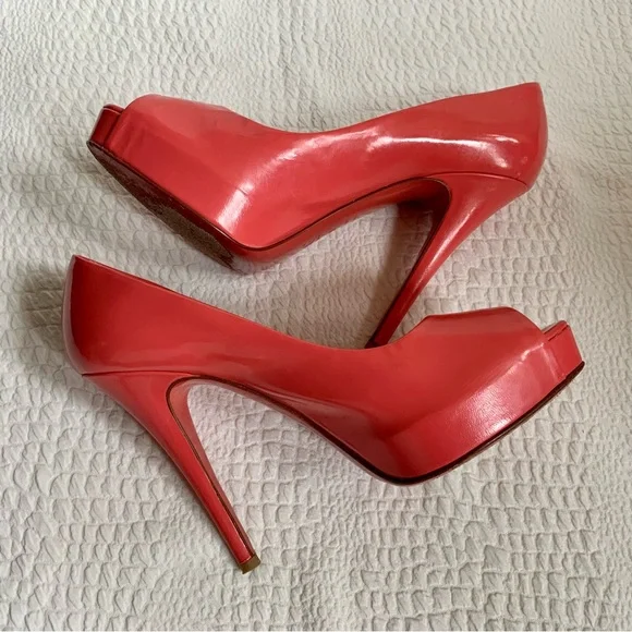 D&G Dolce and Gabbana Coral Leather  Peep Toe High Heels  38 - Picture 7 of 10